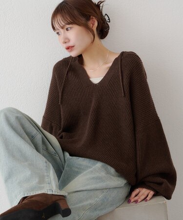 【Enlude】フードスキッパーニット《ユニセックス》