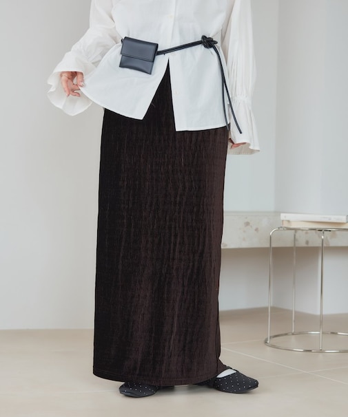 ベロアプリーツナロースカート