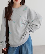花柄刺繍ロゴスウェット