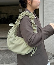 コーデュロイギャザーショルダーバッグ