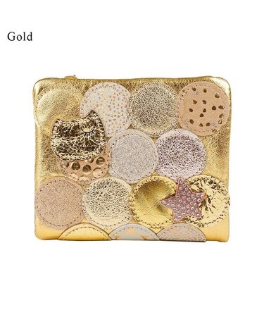 新マルチドット 折り財布 2つ折り ミニ財布【キラキラでかわいい！本革のやわらかな風合い】