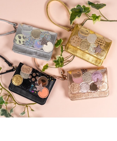 新マルチドット マルチケース パスケース  キャッシュレスにも最適！【キラキラでかわいい！本革のやわらかな風合い】