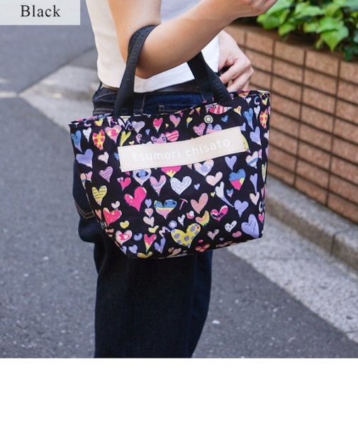 コットンハート プリント ハンドバッグ トートバッグ Sサイズ