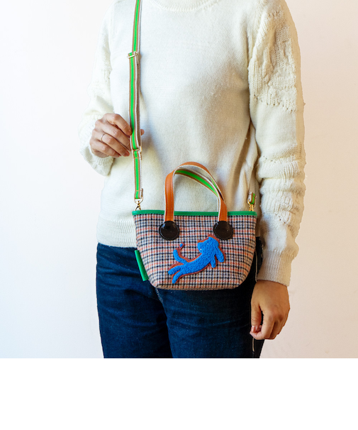 ウールチェック ハンドバッグ ミニバッグ