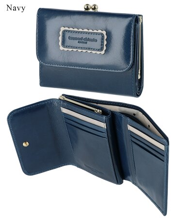 シンプルバイカラー がま口 2つ折り財布