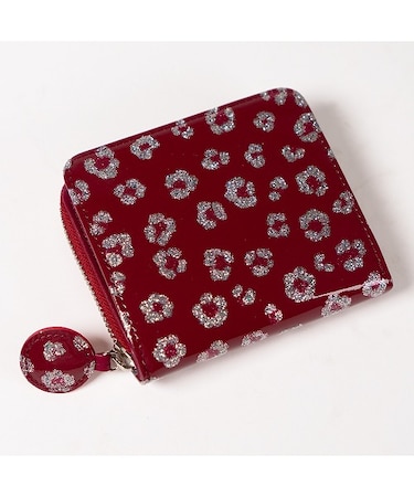 グリッターフラワー ラウンドファスナー 2つ折り財布