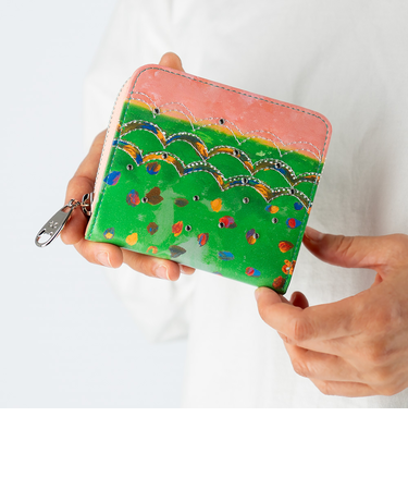 カラフルレオパード ラウンドファスナー 2つ折り財布