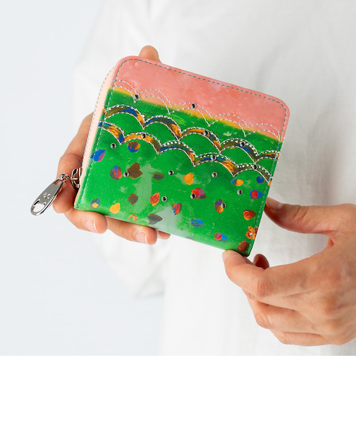 カラフルレオパード ラウンドファスナー 2つ折り財布