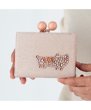 キラネコストーン がま口 2つ折り財布