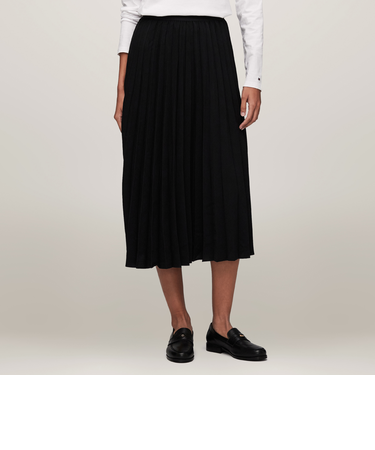 フルイドツイルプリーツミディスカート