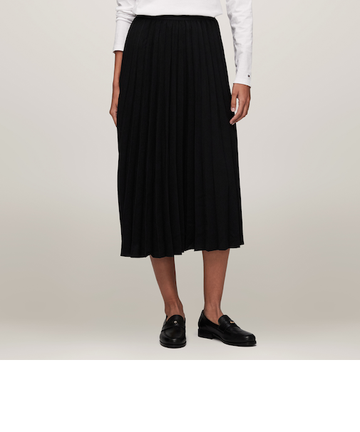 フルイドツイルプリーツミディスカート