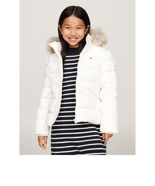 GIRLS エッセンシャルダウンファーフードジャケット｜トミー
