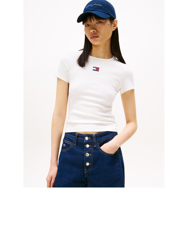 スリムバッジリブTシャツ