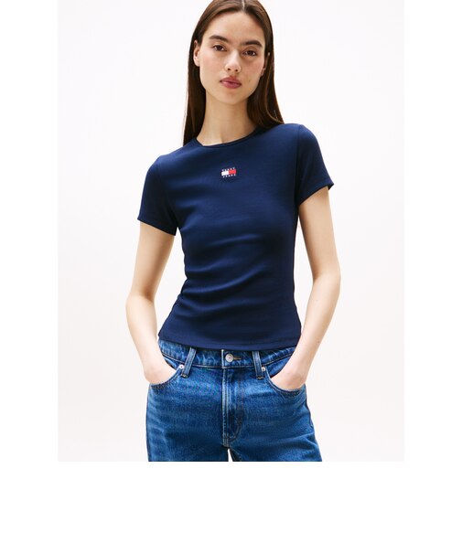 スリムバッジリブTシャツ