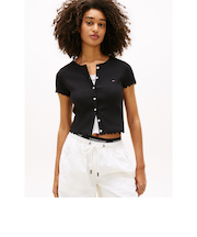 リブショートスリーブトップ