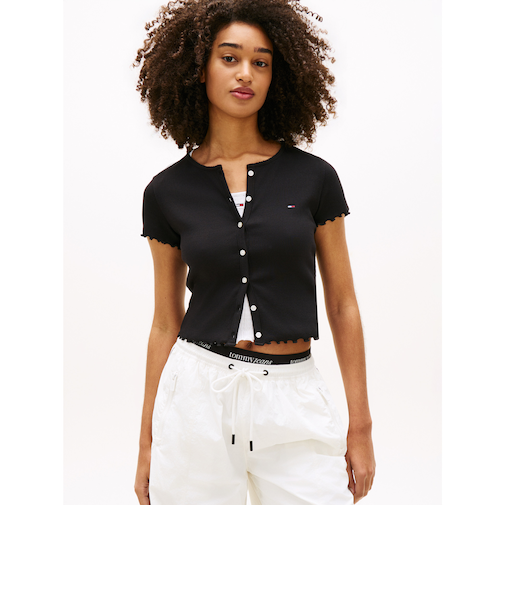 リブショートスリーブトップ