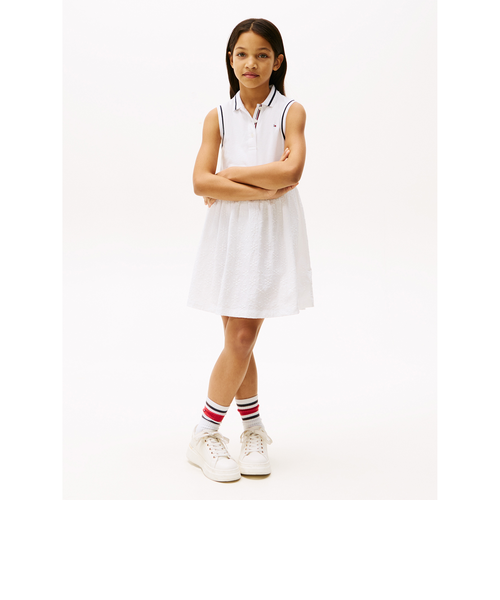 GIRLS ブロデリーアングレーズポロワンピース｜トミー