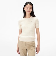 ケーブルショートスリーブクルーネックセーター