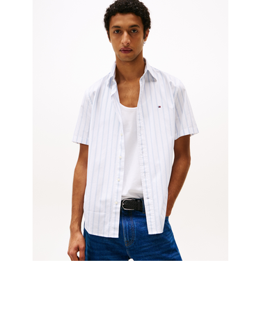 フレックスポプリンストライプショートスリーブシャツ