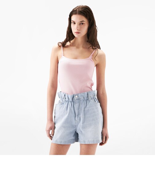 スリムガーメントダイリブストラップトップ