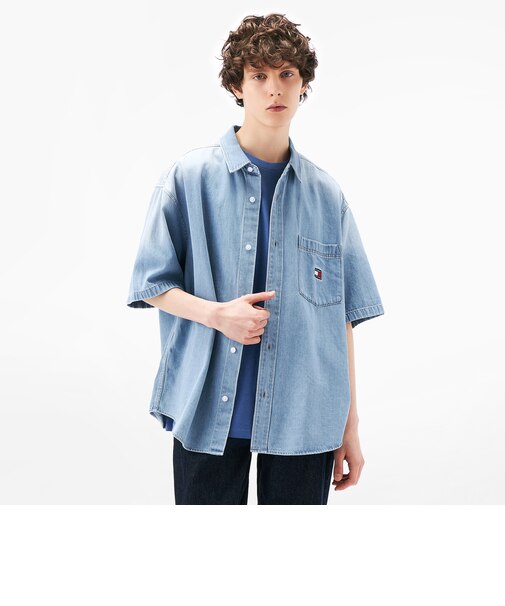 クレストデニムショートスリーブオーバーシャツ