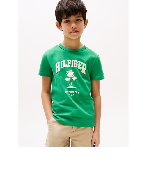 BOYS ヒルフィガーパームプリントTシャツショートスリーブ