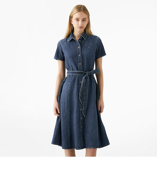 デニムミディシャツワンピース
