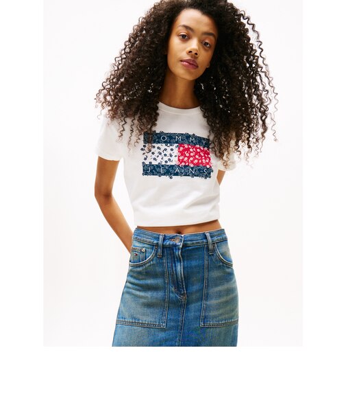 レギュラーフローラルフラッグTシャツ