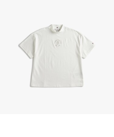 スタンプリラックスモックネックショートスリーブTシャツ