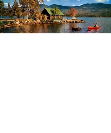 LAKESIDE COTTAGE AND CANOE 1968  ARTSHOT