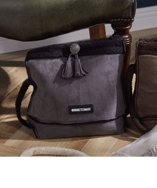 【MINNETONKA】ミネトンカ SUEDE×BOA SHOULDER BAG スエード× ボアトートショルダーバッグ