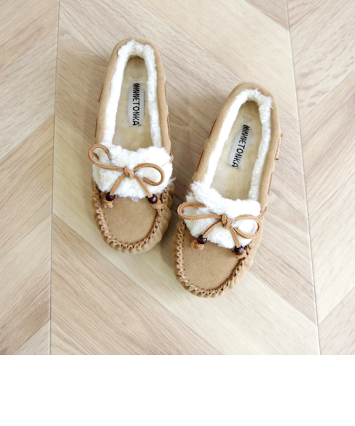 【MINNETONKA/ミネトンカ】 ウッドビーズ ボアモカシンシューズ KYRA SLIPPER