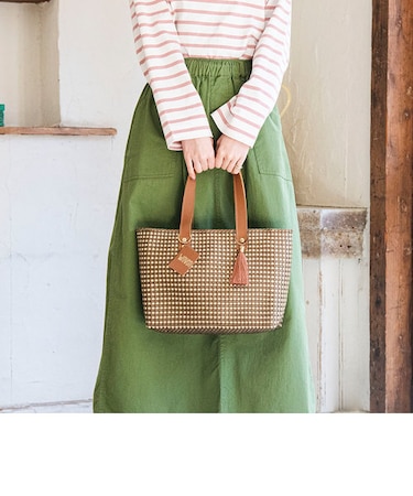 【WOVEN ウーヴン】メキシコ製 バスケットバッグ メルカドバッグ レザー スモール