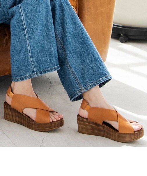 【BUENO SHOES ブエノシューズ】 クロスベルトウエッジソールサンダル【L3402】