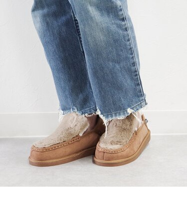 【MEI メイ】ムートン風シューズ バブーシュ モカシン ボア キルティング ルームシューズ 室内 防寒 【mei-shl-233011】