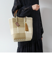 【WOVEN ウーヴン】プティトート　メキシコ製 メルカドバッグ かごバッグ レザーハンドル