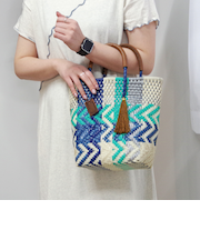 【WOVEN ウーヴン】プティトート　メキシコ製 メルカドバッグ かごバッグ レザーハンドル