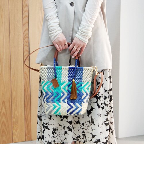 シ*ン様 2WAY WOVEN ウーヴン メルカドバッグ　プティショルダートート WOVEN ウーヴン】プティショルダートート 2WAY ミニバッグ ショルダー