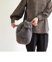 【WOVEN /ウーヴン】 エコファー ねこ 2WAY BAG ショルダーバッグ 猫巾着