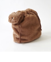 【WOVEN /ウーヴン】 エコファー ねこ 2WAY BAG ショルダーバッグ 猫巾着