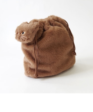 【WOVEN /ウーヴン】 エコファー ねこ 2WAY BAG ショルダーバッグ 猫巾着