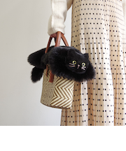 【WOVEN /ウーヴン】 エコファー ねこフラップカバー バッグカバー トートバッグ用 猫