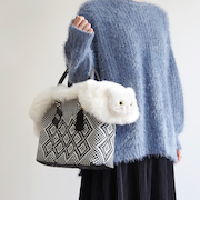 【WOVEN /ウーヴン】 エコファー ねこフラップカバー バッグカバー トートバッグ用 猫
