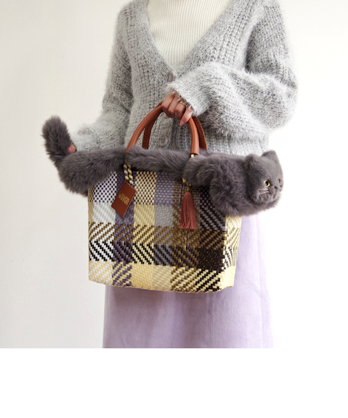 【WOVEN /ウーヴン】 エコファー ねこフラップカバー バッグカバー トートバッグ用 猫