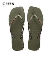 【havaianas ハワイアナス】 レディース サンダル ラバービーチサンダル 【Slim Square Logo Metallic】 スリムスクエアロゴメタリック
