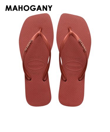【havaianas ハワイアナス】 レディース サンダル ラバービーチサンダル 【Slim Square Logo Metallic】 スリムスクエアロゴメタリック