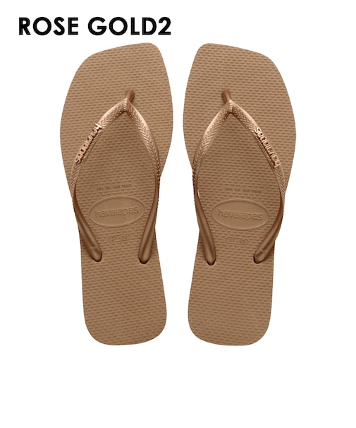 【havaianas ハワイアナス】 レディース サンダル ラバービーチサンダル 【Slim Square Logo Metallic】 スリムスクエアロゴメタリック