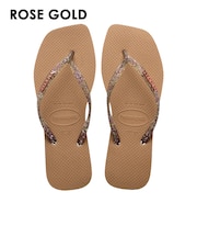 【havaianas ハワイアナス】 レディース サンダル ラバービーチサンダル 【Slim Square Logo Metallic】 スリムスクエアロゴメタリック