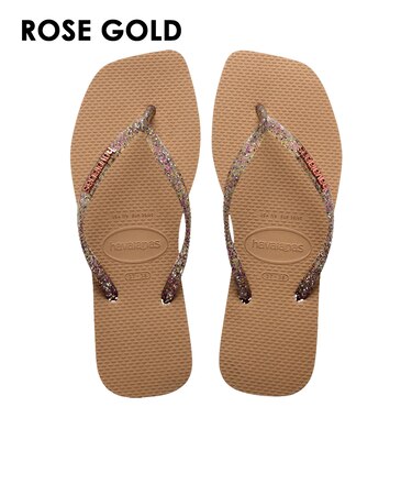 【havaianas ハワイアナス】 レディース サンダル ラバービーチサンダル 【Slim Square Logo Metallic】 スリムスクエアロゴメタリック