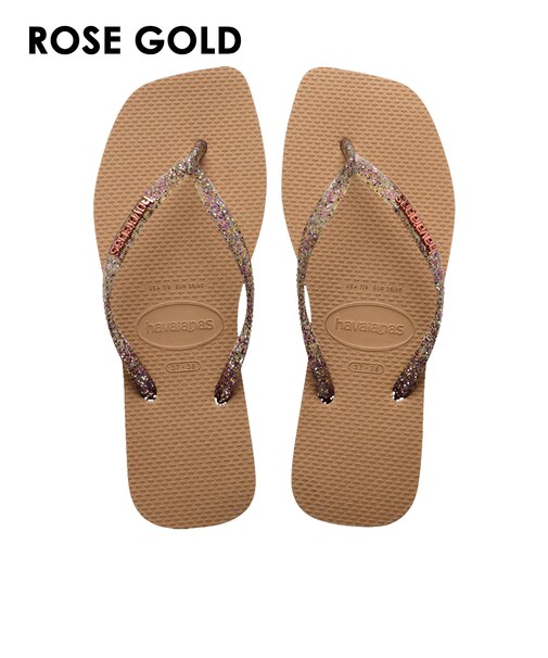 【havaianas ハワイアナス】 レディース サンダル ラバービーチサンダル 【Slim Square Logo Metallic】 スリムスクエアロゴメタリック